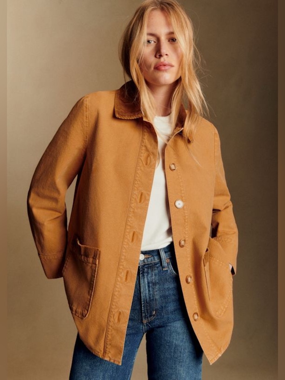 Sézane Gabin Jacket in Camel FR36